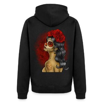 Dia de los Muertos Crâne Fille Crâne Roses - Veste à capuche bio Premium Unisexe - noir - Dos - Nico (187cm)