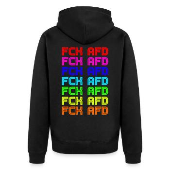 FCK AFD Gegen Rassismus Faschismus - Unisex Premium Bio Zip Hoodie - Schwarz - Hinten - Nico (187cm)