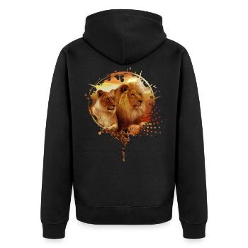 Lion Lion Lion lion Portrait Paint Design - Veste à capuche bio Premium Unisexe - noir - Dos - Nico (187cm)