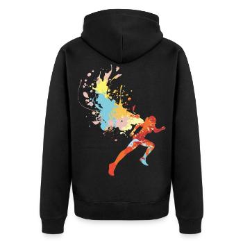Marathon - Unisex Premium Bio Zip Hoodie - Schwarz - Hinten - Nico (187cm)