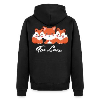 Fuchs - Unisex Premium Bio Zip Hoodie - Schwarz - Hinten - Nico (187cm)