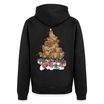 Neuseeland Kiwi Weihnachten Weihnachtsbaum Vogel - Unisex Premium Bio Zip Hoodie - Schwarz - Hinten - Nico (187cm)