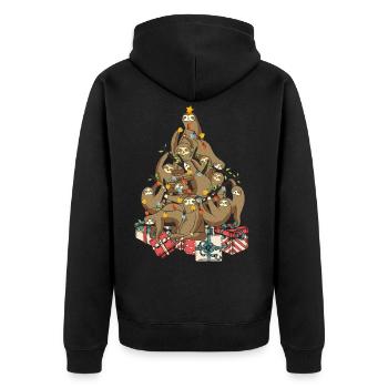 Faultier Sloth Weihnachten Weihnachtsbaum - Unisex Premium Bio Zip Hoodie - Schwarz - Hinten - Nico (187cm)