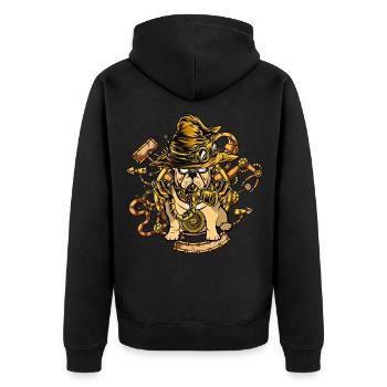 French Bulldog Dog Steampunk Retro - Unisex Premium Organic Zip Hoodie - black - Back - Nico (187cm)