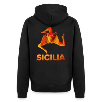 Sicilia Trinacria - Sculpture 3D du symbole de la - Veste à capuche bio Premium Unisexe - noir - Dos - Nico (187cm)