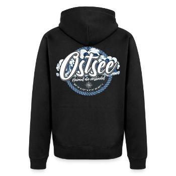 Ostsee Shirt printed in top brand quality - Unisex Premium Organic Zip Hoodie - black - Back - Nico (187cm)