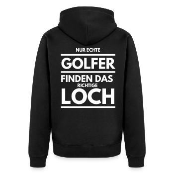 Golf Golfer Golfschläger Golfball Geschenk 12 - Unisex Premium Bio Zip Hoodie - Schwarz - Hinten - Nico (187cm)