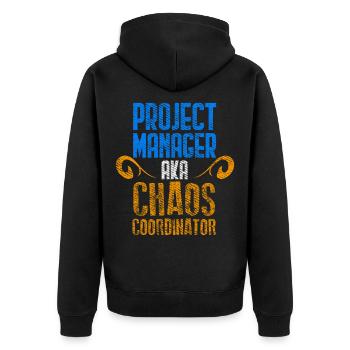 Projekt Manager Scrum Master Git Programmer - Unisex Premium Bio Zip Hoodie - Schwarz - Hinten - Nico (187cm)
