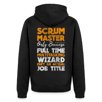 Scrum Master Developer Git Touch Container Docker - Unisex Premium Bio Zip Hoodie - Schwarz - Hinten - Nico (187cm)