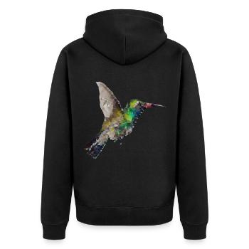 Hummingbird Polygon Geometric Art Nature - Unisex Premium Organic Zip Hoodie - black - Back - Nico (187cm)
