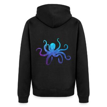 Krake Octopus Polygon Geometrisch Art Natur - Unisex Premium Bio Zip Hoodie - Schwarz - Hinten - Nico (187cm)