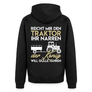 Landwirt Farmer Bauernhof Trecker Traktor Spruch - Unisex Premium Bio Zip Hoodie - Schwarz - Hinten - Nico (187cm)