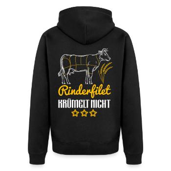Rinderfilet Krümelt Nicht Grill Highlander - Unisex Premium Bio Zip Hoodie - Schwarz - Hinten - Nico (187cm)