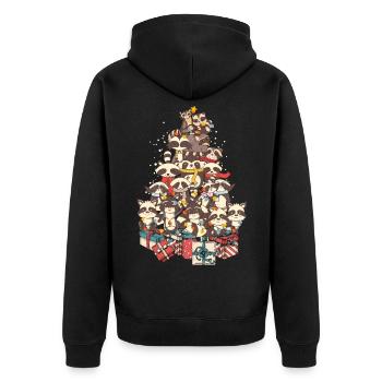 Waschbär Waschbären Weihnachten Weihnachtsbaum - Unisex Premium Bio Zip Hoodie - Schwarz - Hinten - Nico (187cm)