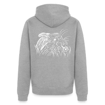 Rabbits - Unisex Premium Organic Zip Hoodie - heather grey - Back - Nico (187cm)