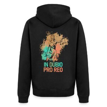 In Dubio Pro Reo Juristen Anwalt Geschenk - Unisex Premium Bio Zip Hoodie - Schwarz - Hinten - Nico (187cm)