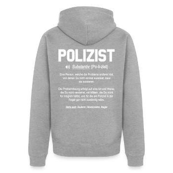 Polizist Definition - Unisex Premium Bio Zip Hoodie - Grau meliert - Hinten - Nico (187cm)