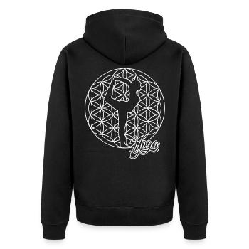 Yoga fleur de vie - Veste à capuche bio Premium Unisexe - noir - Dos - Nico (187cm)