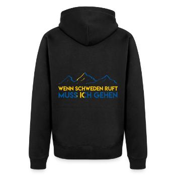 La Suède reçoit un cadeau de voyage pour émigrer - Veste à capuche bio Premium Unisexe - noir - Dos - Nico (187cm)