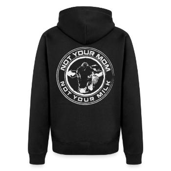 VEGAN - Not your mom - Unisex Premium Organic Zip Hoodie - black - Back - Nico (187cm)