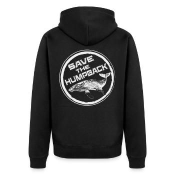 Wale - Whales - Unisex Premium Bio Zip Hoodie - Schwarz - Hinten - Nico (187cm)