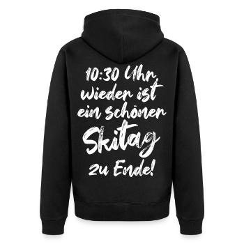10:30 Uhr Wieder Ist Ein Schöner Skitag Zu Ende! - Unisex Premium Bio Zip Hoodie - Schwarz - Hinten - Nico (187cm)