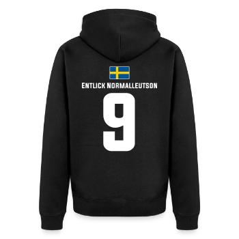Schwedische Namen Fußball Sauf Mallorca Trikot - Unisex Premium Bio Zip Hoodie - Schwarz - Hinten - Nico (187cm)