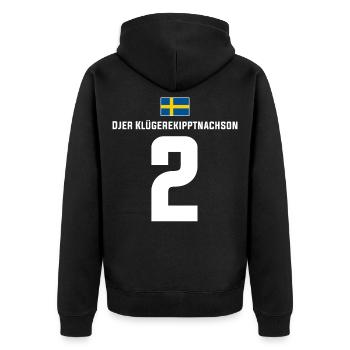Schwedische Namen Fußball Sauf Mallorca Trikot - Unisex Premium Bio Zip Hoodie - Schwarz - Hinten - Nico (187cm)