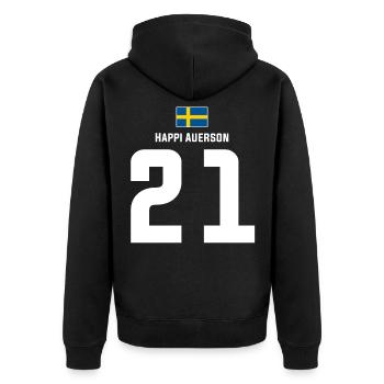 Schwedische Namen Fußball Sauf Mallorca Trikot - Unisex Premium Bio Zip Hoodie - Schwarz - Hinten - Nico (187cm)