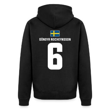 Schwedische Namen Fußball Sauf Mallorca Trikot - Unisex Premium Bio Zip Hoodie - Schwarz - Hinten - Nico (187cm)