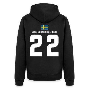 Schwedische Namen Fußball Sauf Mallorca Trikot - Unisex Premium Bio Zip Hoodie - Schwarz - Hinten - Nico (187cm)