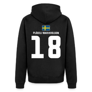 Schwedische Namen Fußball Sauf Mallorca Trikot - Unisex Premium Bio Zip Hoodie - Schwarz - Hinten - Nico (187cm)