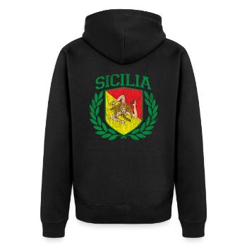 SICILE - Drapeau de Sicile et bouclier Trinacria - - Veste à capuche bio Premium Unisexe - noir - Dos - Nico (187cm)