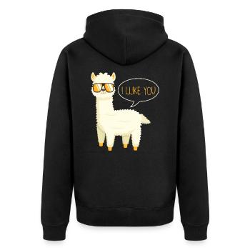 Lama Alpaka Pako I Llike You Je t’aime Drôle - Veste à capuche bio Premium Unisexe - noir - Dos - Nico (187cm)
