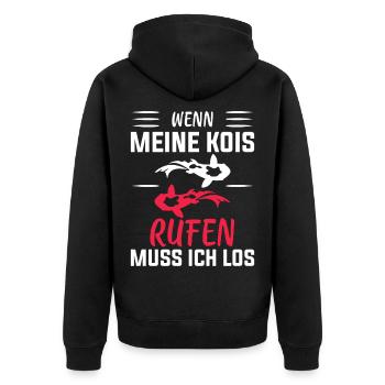 Koi Fisch Kois Geschenk - Unisex Premium Bio Zip Hoodie - Schwarz - Hinten - Nico (187cm)