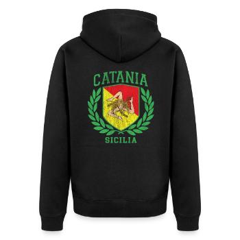 Drapeau de Sicile et bouclier Trinacria - Catane - Veste à capuche bio Premium Unisexe - noir - Dos - Nico (187cm)
