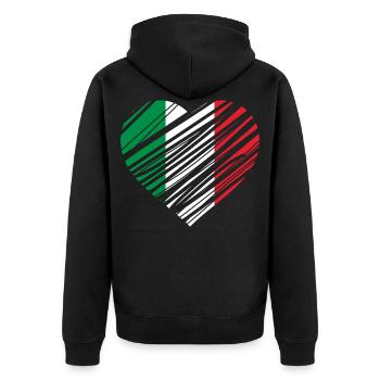 Italien Herz - Unisex Premium Bio Zip Hoodie - Schwarz - Hinten - Nico (187cm)