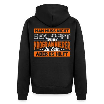 Programmierer Informatiker Geek Lustiger Spruch - Unisex Premium Bio Zip Hoodie - Schwarz - Hinten - Nico (187cm)