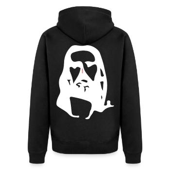 jesus optical illusion - Unisex Premium Organic Zip Hoodie - black - Back - Nico (187cm)