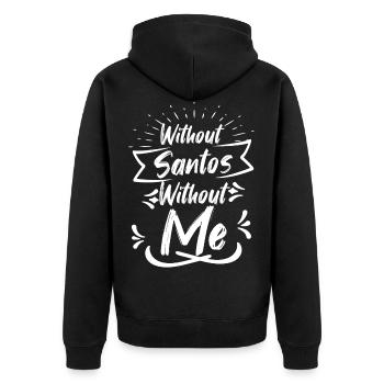 Santos santo - Unisex Premium Organic Zip Hoodie - black - Back - Nico (187cm)