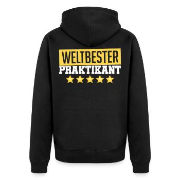 Bester Praktikant Praktikum Praktikanten Geschenk - Unisex Premium Bio Zip Hoodie - Schwarz - Hinten - Nico (187cm)