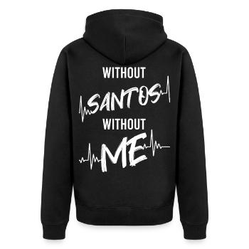 Santos - Unisex Premium Organic Zip Hoodie - black - Back - Nico (187cm)