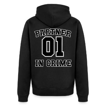 Partner in Crime - Unisex Premium Bio Zip Hoodie - Schwarz - Hinten - Nico (187cm)