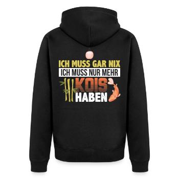 Koi Fan Kois Koifisch Zuchtkarpfen Geschenk - Unisex Premium Bio Zip Hoodie - Schwarz - Hinten - Nico (187cm)