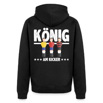 Tischkicker Tischfußball Tischfußballer Geschenk - Unisex Premium Bio Zip Hoodie - Schwarz - Hinten - Nico (187cm)