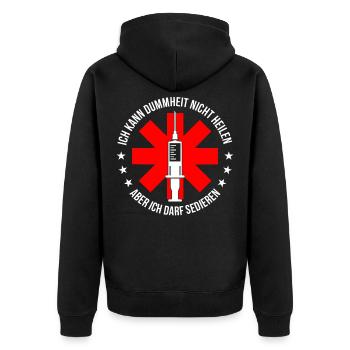 Anästhesie Pflegekraft Krankenpflege Geschenk - Unisex Premium Bio Zip Hoodie - Schwarz - Hinten - Nico (187cm)