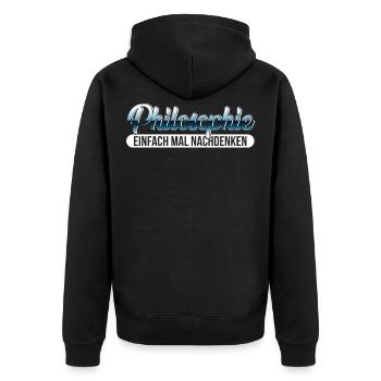 Philosophie Philosoph Philosophen Geschenk - Unisex Premium Bio Zip Hoodie - Schwarz - Hinten - Nico (187cm)