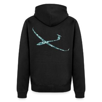 Segelflieger bunt Pilot gleiten Thermik Geschenk - Unisex Premium Bio Zip Hoodie - Schwarz - Hinten - Nico (187cm)