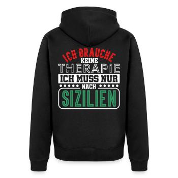 Sizilien Italien Palermo Italiener Geschenk - Unisex Premium Bio Zip Hoodie - Schwarz - Hinten - Nico (187cm)