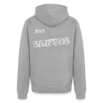 Nom de Santos - Veste à capuche bio Premium Unisexe - gris chiné - Dos - Nico (187cm)
